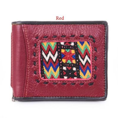 Alternate image for Mens Leather Cotton Wallet with Stainless Steel Money Clip Simply Smart