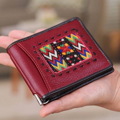 Alternate image for Mens Leather Cotton Wallet with Stainless Steel Money Clip Simply Smart