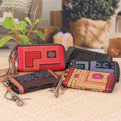 Primary image for Hill Tribe Handcrafted Leather-Accented Cotton Blend Wallet Classic Grandeur