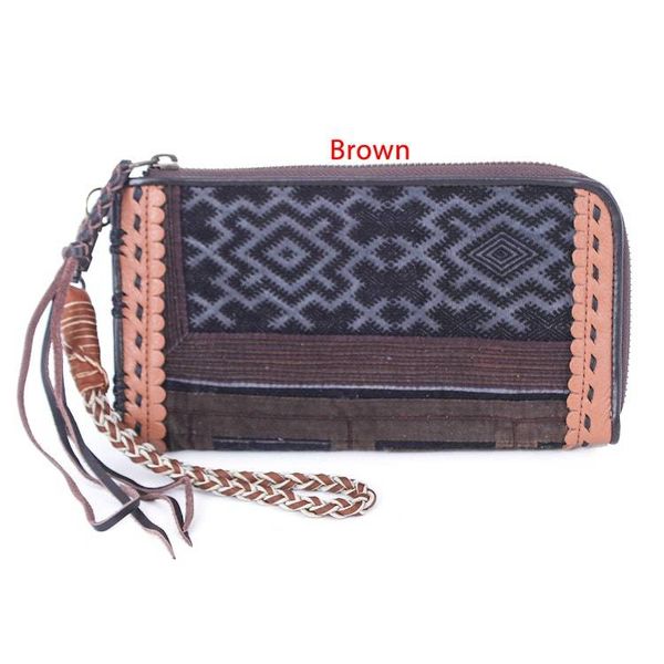 Alternate image for Hill Tribe Handcrafted Leather-Accented Cotton Blend Wallet Classic Grandeur
