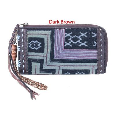 Alternate image for Hill Tribe Handcrafted Leather-Accented Cotton Blend Wallet Classic Grandeur