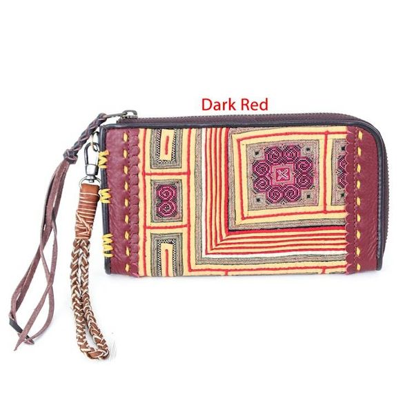 Alternate image for Hill Tribe Handcrafted Leather-Accented Cotton Blend Wallet Classic Grandeur
