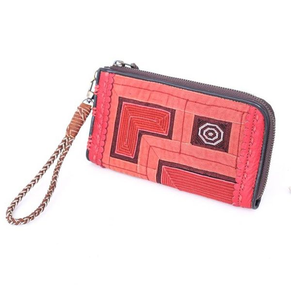 Alternate image for Hill Tribe Handcrafted Leather-Accented Cotton Blend Wallet Classic Grandeur