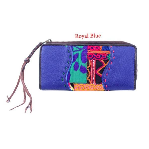 Alternate image for Hill Tribe Embroidered Patchwork Leather Cotton Blend Wallet Colorful Organization