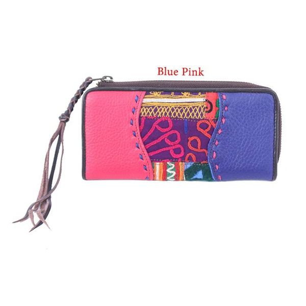 Alternate image for Hill Tribe Embroidered Patchwork Leather Cotton Blend Wallet Colorful Organization
