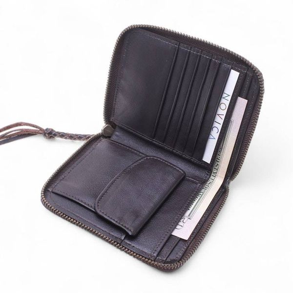 Alternate image for Hill Tribe Woven Embroidered Leather Cotton Bi-Fold Wallet Folk Art Charm