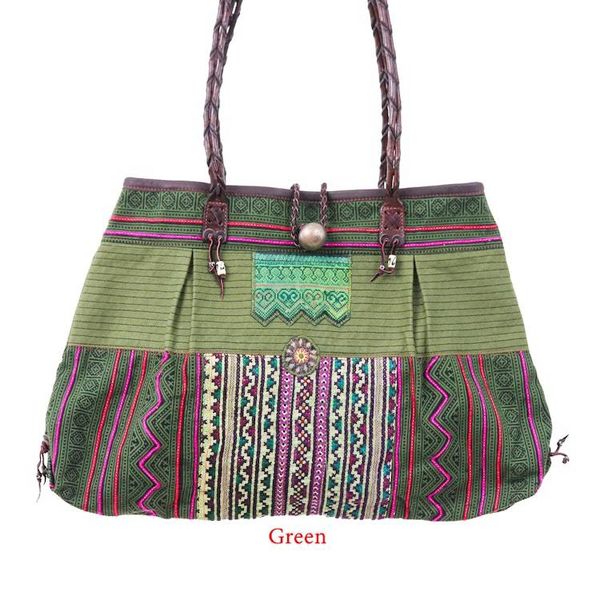 Alternate image for Hill Tribe Woven Embroidered Cotton Blend Leather Tote Bag Hill Tribe Urban Chic