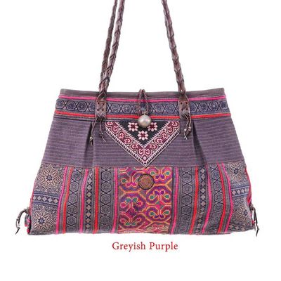 Alternate image for Hill Tribe Woven Embroidered Cotton Blend Leather Tote Bag Hill Tribe Urban Chic