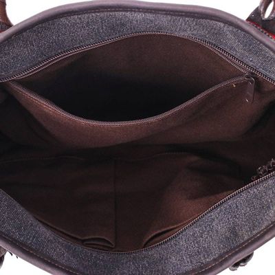 Alternate image for Hill Tribe Woven Embroidered Cotton Blend Leather Tote Bag Hill Tribe Urban Chic