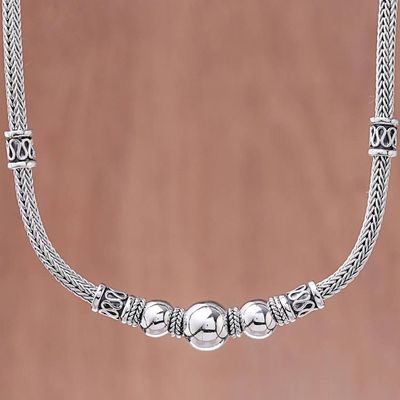 Primary image for Sterling Silver Sphere and Naga Chain Pendant Necklace Simply Refined