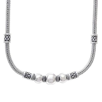 Alternate image for Sterling Silver Sphere and Naga Chain Pendant Necklace Simply Refined