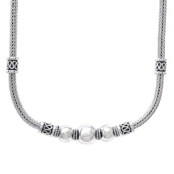 Alternate image for Sterling Silver Sphere and Naga Chain Pendant Necklace Simply Refined