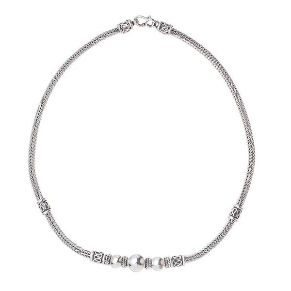 Alternate image for Sterling Silver Sphere and Naga Chain Pendant Necklace Simply Refined
