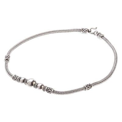 Alternate image for Sterling Silver Sphere and Naga Chain Pendant Necklace Simply Refined