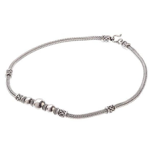Alternate image for Sterling Silver Sphere and Naga Chain Pendant Necklace Simply Refined