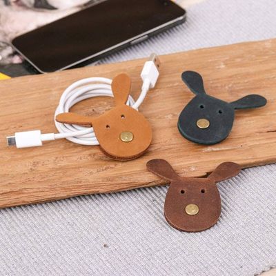 Primary image for Set of Three Handcrafted Bunny-Shaped Leather Cable Ties Energizing Bunnies