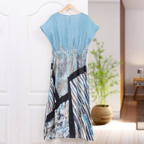 Alternate image for Hand-Painted Batik Linen Maxi Skirt Chiang Mai Rains