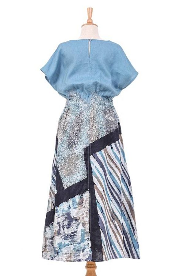 Alternate image for Hand-Painted Batik Linen Maxi Skirt Chiang Mai Rains