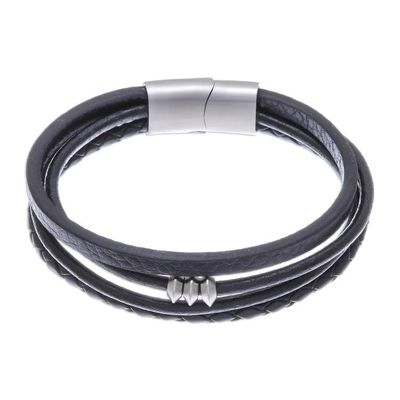 Alternate image for Leather Cord Bracelet in Black from Thailand Free Spirited in Black