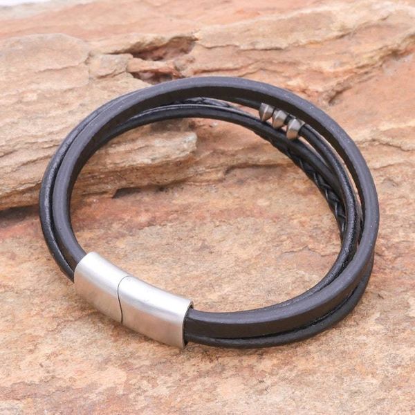 Alternate image for Leather Cord Bracelet in Black from Thailand Free Spirited in Black