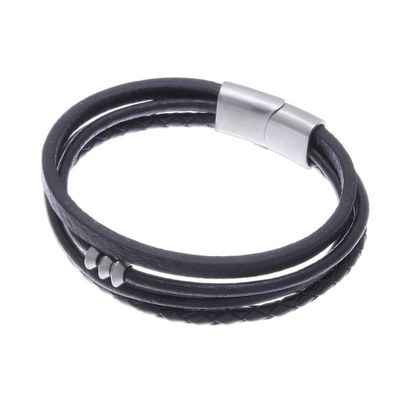 Alternate image for Leather Cord Bracelet in Black from Thailand Free Spirited in Black