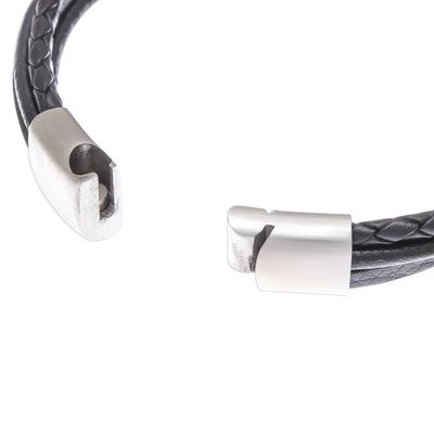 Alternate image for Leather Cord Bracelet in Black from Thailand Free Spirited in Black