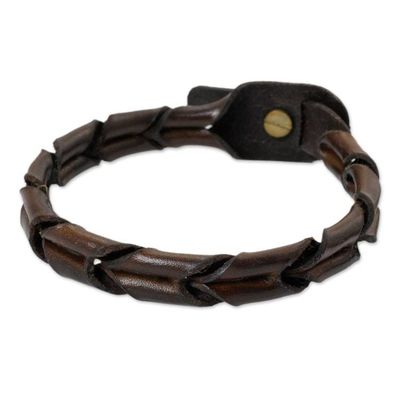 Alternate image for Mens Unique Braided Leather Bracelet World