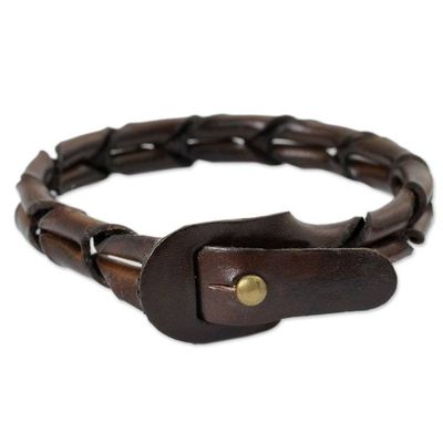 Alternate image for Mens Unique Braided Leather Bracelet World