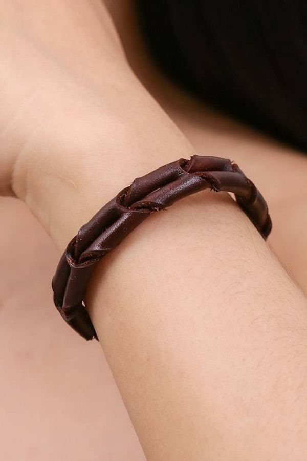 Alternate image for Mens Unique Braided Leather Bracelet World