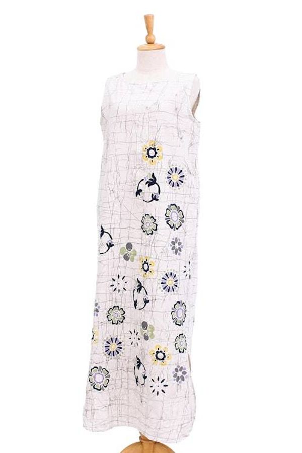 Alternate image for Batik Cotton Floral-Motif Maxi Dress Tender Growth