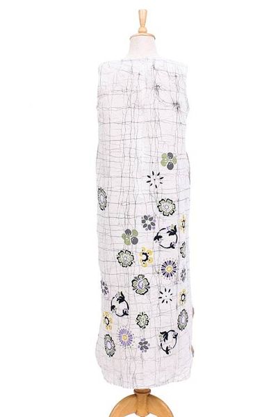 Alternate image for Batik Cotton Floral-Motif Maxi Dress Tender Growth