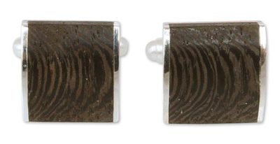 Alternate image for Handcrafted Modern Sterling Silver Wood Cufflinks Majestic Nature