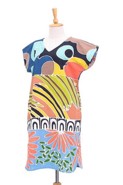 Alternate image for Artisan Crafted Cotton Batik Shift Dress Summer Air