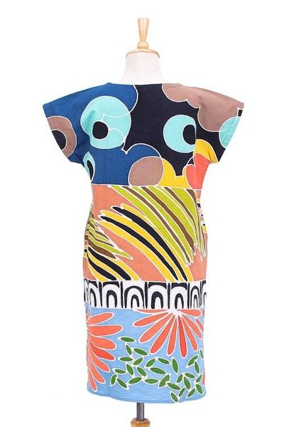 Alternate image for Artisan Crafted Cotton Batik Shift Dress Summer Air