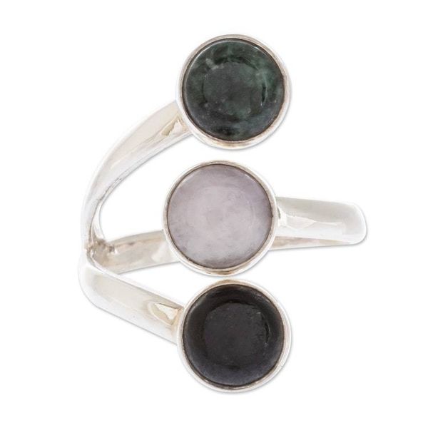 Alternate image for Handmade Sterling Silver Jade Wrap Ring Peace Love and Harmony