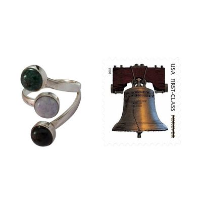 Alternate image for Handmade Sterling Silver Jade Wrap Ring Peace Love and Harmony