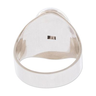 Alternate image for Mens Modern Sterling Silver Single Stone Jade Ring Verdant Night