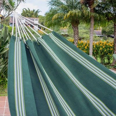 Alternate image for Handwoven Striped Single Guatemalan Hammock Laurel Green