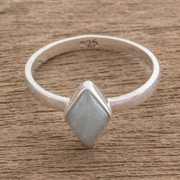 Alternate image for Rhombus Light Green Jade Single-Stone Ring from Guatemal Love Rhombus in Light Green