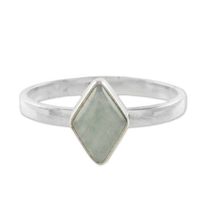 Alternate image for Rhombus Light Green Jade Single-Stone Ring from Guatemal Love Rhombus in Light Green