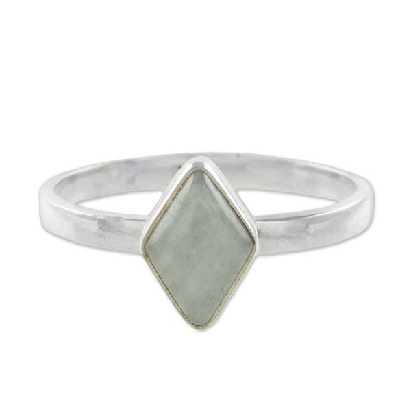 Alternate image for Rhombus Light Green Jade Single-Stone Ring from Guatemal Love Rhombus in Light Green