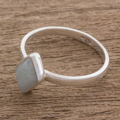 Alternate image for Rhombus Light Green Jade Single-Stone Ring from Guatemal Love Rhombus in Light Green
