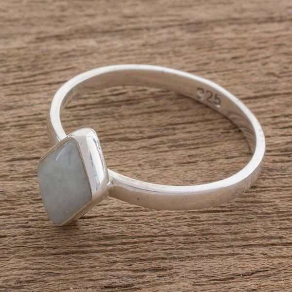 Alternate image for Rhombus Light Green Jade Single-Stone Ring from Guatemal Love Rhombus in Light Green