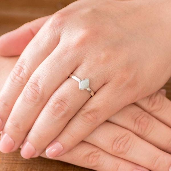 Alternate image for Rhombus Light Green Jade Single-Stone Ring from Guatemal Love Rhombus in Light Green