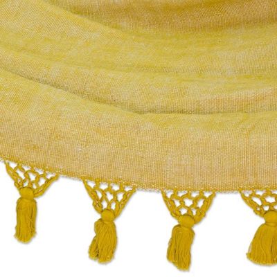 Alternate image for Goldenrod Yellow Cotton Hammock with Tassels Single Golden Autumn