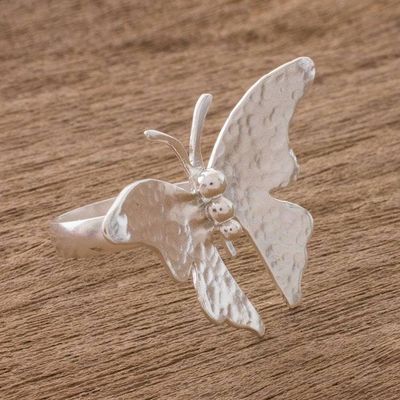 Alternate image for Sterling Silver Butterfly Cocktail Ring from Costa Rica Shining Wings