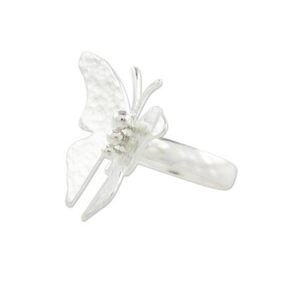 Alternate image for Sterling Silver Butterfly Cocktail Ring from Costa Rica Shining Wings