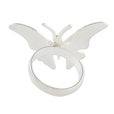 Alternate image for Sterling Silver Butterfly Cocktail Ring from Costa Rica Shining Wings