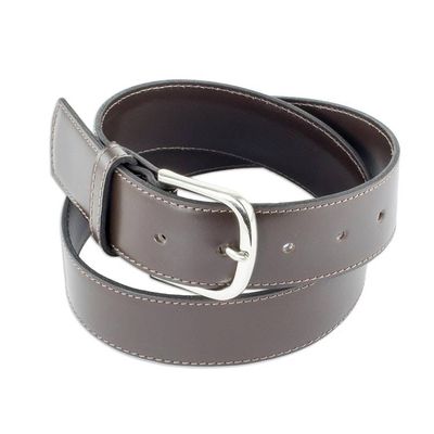 Alternate image for Handmade Dark Brown Mens Belt Smooth Elegance