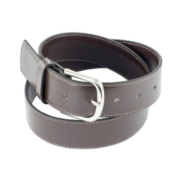 Alternate image for Handmade Dark Brown Mens Belt Smooth Elegance